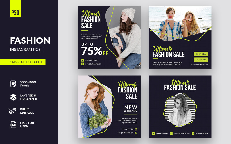 Download Шаблон для соцсетей "Creative Fashion Instagram Post Social Media Template" / Creative Fashion Instagram Post Social Media Template - Шаблон для соцсетей на тему графика instagram stories,instagram template,story,social media,fashion,template,instagram post,social,business,instagram,sale,trendy,stories,graphic,trend,banner,web,discount,store,minimal