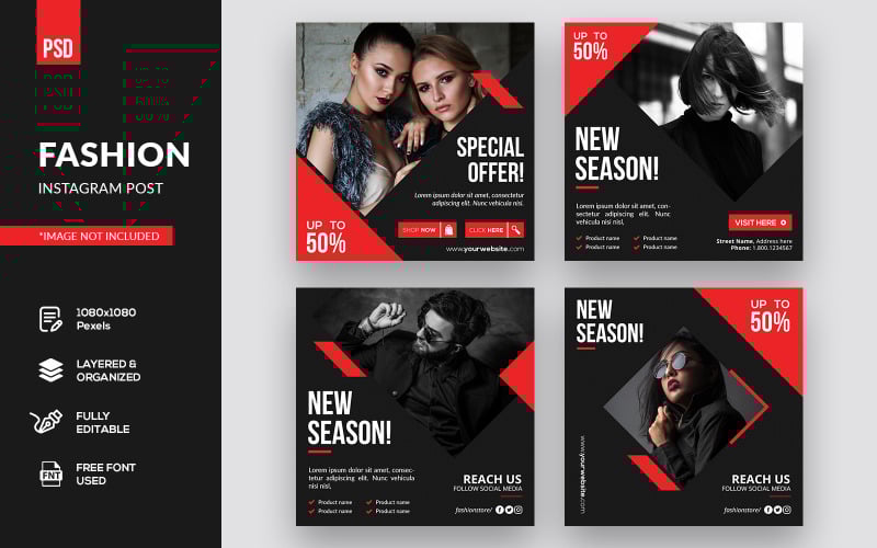 Download Шаблон для соцсетей "Creative Fashion Instagram Post Social Media Template" / Creative Fashion Instagram Post Social Media Template - Шаблон для соцсетей на тему графика instagram stories,instagram template,story,social media,fashion,template,instagram post,social,business,instagram,sale,trendy,stories,graphic,trend,banner,web,discount,store,minimal