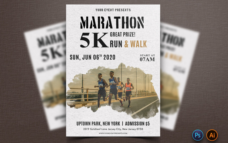 Dilk - Conception de flyer d'événement de marathon - Modèle d'identité d'entreprise