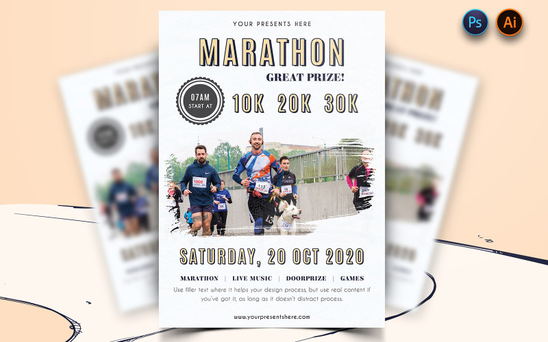 Imaginär - Marathon Event Flyer Design - Vorlage für Corporate Identity