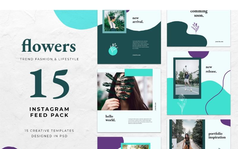 Instagram Feed Pack Flowers közösségi média sablon