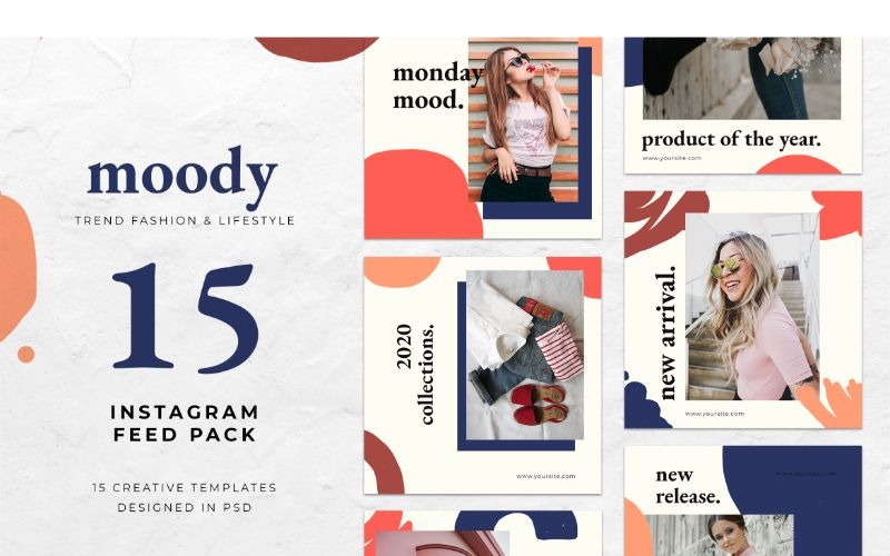 Instagram Feed Pack Moody Vorlage für soziale Medien
