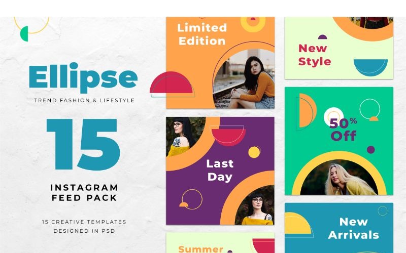 Instagram Feed Pack椭圆社交媒体模板