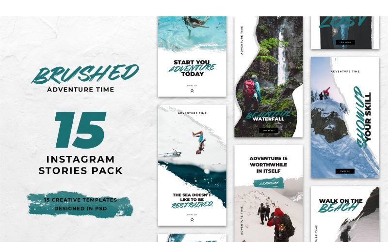 Download Шаблон для соцсетей "Instagram Stories Brushed Adventure Social Media Template" / Instagram Stories Brushed Adventure Social Media Template - Шаблон для соцсетей на тему графика adobe photoshop,banner,brand,instagram,lifestyle,online,posts,social media,stories,style,template,trendy