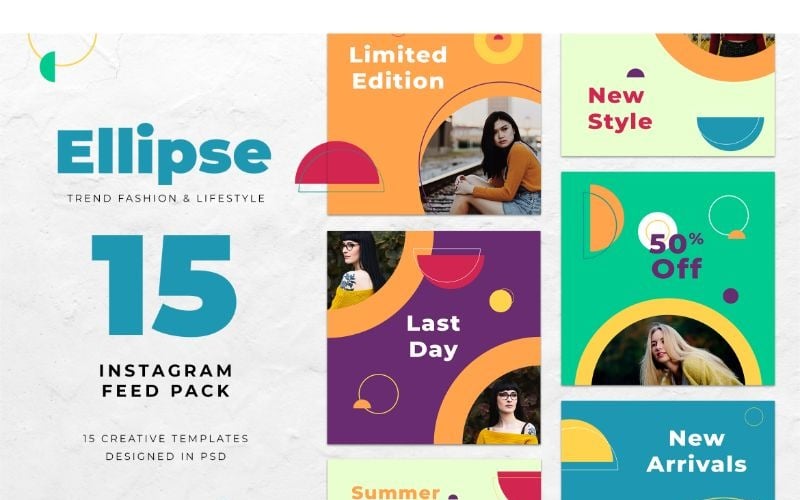 Modello di social media ellisse di Instagram Feed Pack
