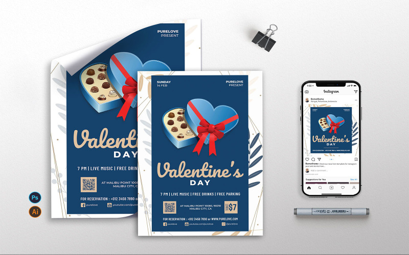 Download Фирменный стиль "Valentine vol.02 - Flyer, Poster &amp; Instagram RB" / Valentine vol.02 - Flyer, Poster &amp; Instagram RB - Фирменный стиль на тему графика valentine,love,couple,romance,event,party,print,template,flyer,poster,instagram,psd,ai