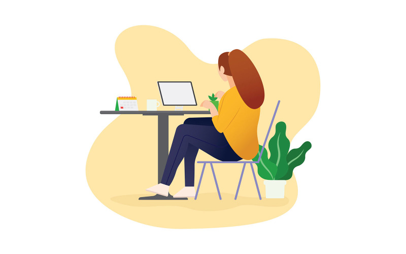 Download Иллюстрация "Web Designer -  KF - Illustration" / Web Designer -  KF - Illustration - Иллюстрация на тему графика template,hiring,corporate,yellow,illustration,minimalist,clean,agency,business,freelance,orange,graphic,vector