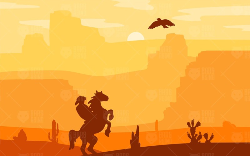 Download Vector "Retro Wild West Hero On Horse - Vector Image" / Retro Wild West Hero On Horse - Vector Image - Vector на тему графика wild,west,illustration,vector,background,western,landscape,desert,american,sky,retro,animal,cowboy,sunset,sheriff,summer,horse,nature,silhouette,cactus