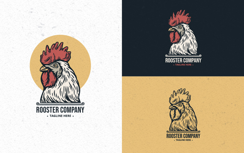 Download Шаблон логотипа "Rooster Company Logo Template" / Rooster Company Logo Template - Шаблон логотипа на тему графика logo,vintage logo,minimalist logo,modern,classic,retro,engraving,hand drawn,mascot,symbol,illustration,creative,business,company,agency,startup,rooster,chicken,animal