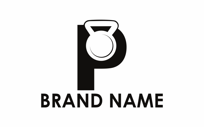 Modello di logo del bilanciere della lettera P.