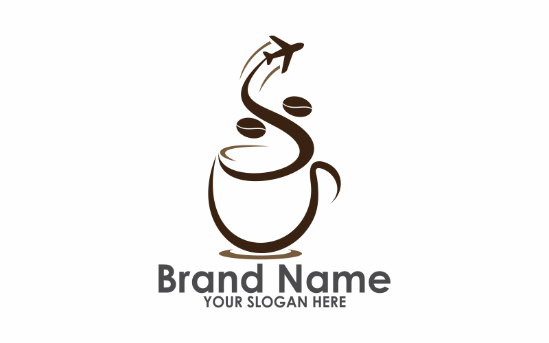 Modelo de logotipo de avião de café