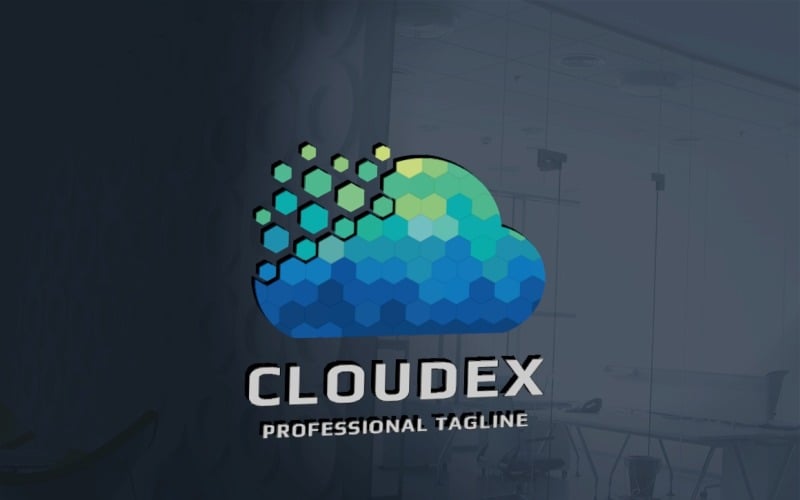 Pixel Cloud technologie Logo sjabloon