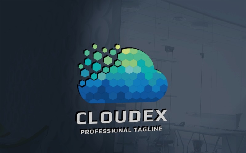 Шаблон логотипа Pixel Cloud Technology
