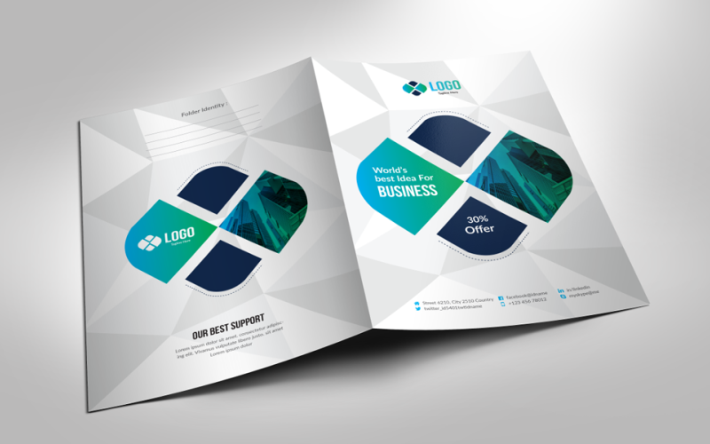 Download Фирменный стиль "Business Presentation Folder - Corporate Identity Template" / Business Presentation Folder - Corporate Identity Template - Фирменный стиль на тему графика black,blue,both side design,business card,creative,design,flyer,graphic,green,landscape,logo,magazine,modern,modern design,official,presentation,print,print ready,professional,simple