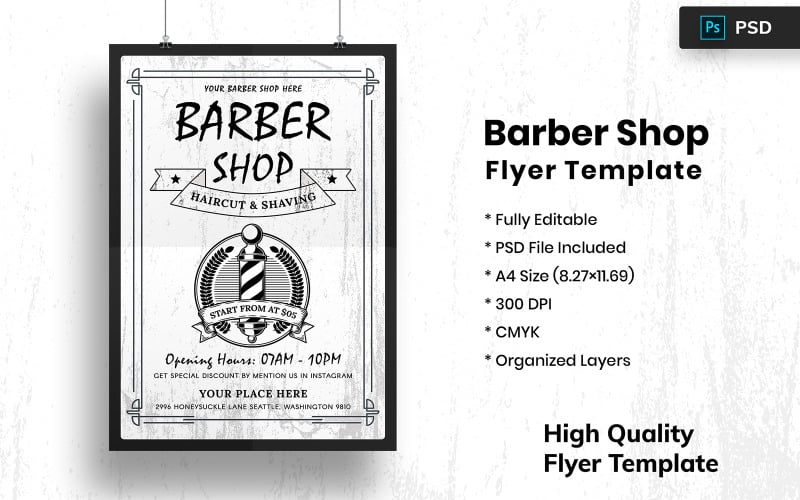 Download Фирменный стиль "Mull - Barber Shop Flyer Design - Corporate Identity Template" / Mull - Barber Shop Flyer Design - Corporate Identity Template - Фирменный стиль на тему графика barber,salon,haircut,flyer,vintage,shaving,special,retro,poster,print,brochure,template,event,illustration,marketing
