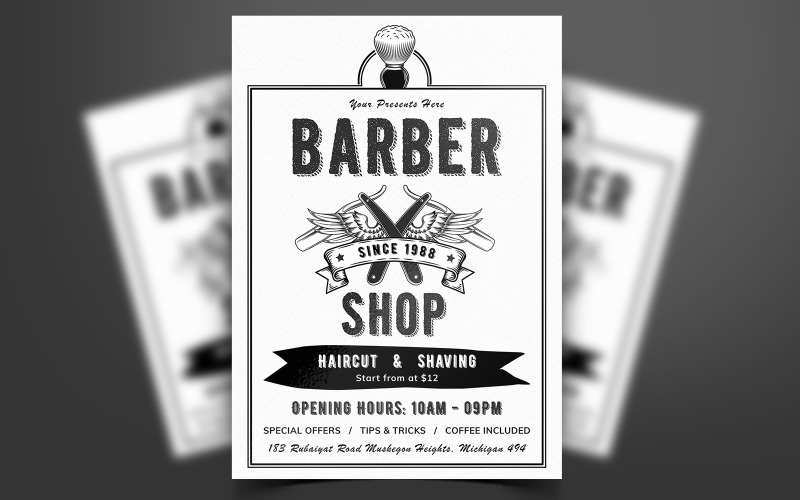 Download Фирменный стиль "Sedge - Barber Shop Flyer Design - Corporate Identity Template" / Sedge - Barber Shop Flyer Design - Corporate Identity Template - Фирменный стиль на тему графика barber,salon,haircut,flyer,vintage,shaving,special,retro,poster,print,brochure,template,event,illustration,marketing
