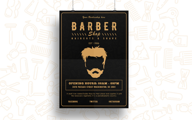 Download Фирменный стиль "Venal - Barber Shop Flyer Design - Corporate Identity Template" / Venal - Barber Shop Flyer Design - Corporate Identity Template - Фирменный стиль на тему графика barber,salon,haircut,flyer,vintage,shaving,special,retro,poster,print,brochure,template,event,illustration,marketing