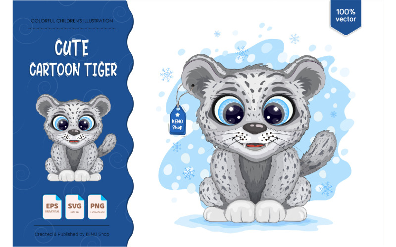 Cute Cartoon Tiger - imagem vetorial