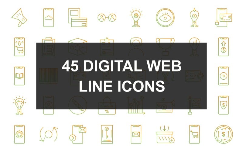 Download Набор иконок "45 Digital Web Line Gradient Iconset" / 45 Digital Web Line Gradient Iconset - Набор иконок на тему финансы digital marketing,research,video marketing,strategy,customer survey,special gift,seo,cloud storage,pay via card,social circle,innovation,vision,funding,secure transactions,web shop,atm servic