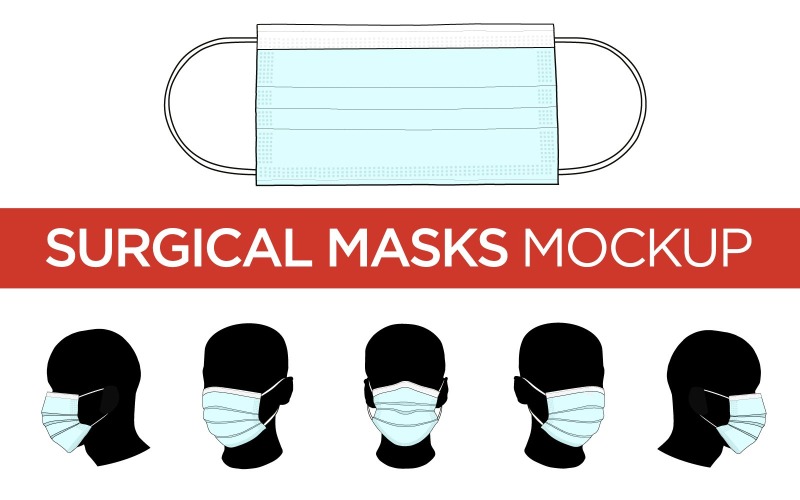Máscara cirúrgica - Maquete de produto de modelo vetorial