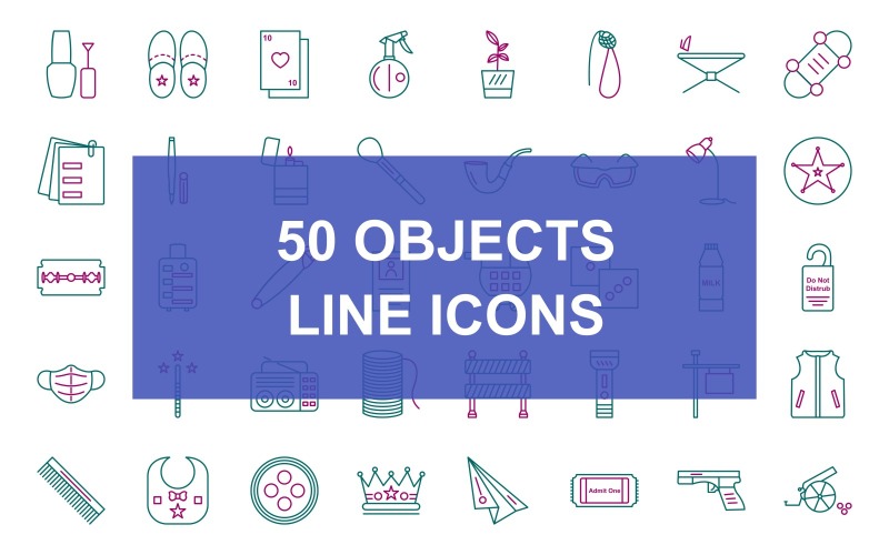 50 objektů Line Two Color Iconset