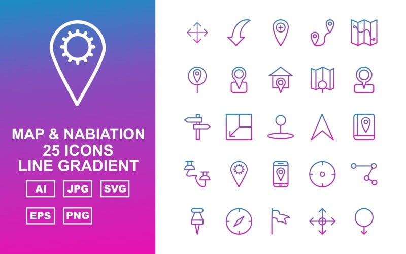 Download Набор иконок "25 Premium Map And Nabiation Line Gradient Pack Iconset" / 25 Premium Map And Nabiation Line Gradient Pack Iconset - Набор иконок на тему maps direction,layout,crosshair,connection,map pin,compass,plain flag,reticle,gender pin,curve,hospital location,route,map,location board,location,home location,searching location,location marker,