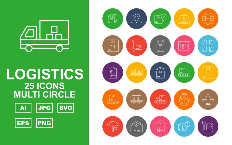 25 premium logistiek multi-cirkel iconenet