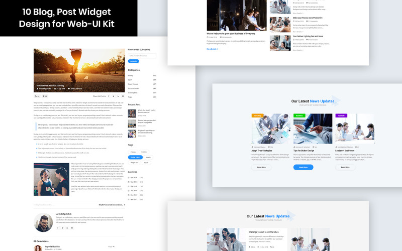10 Blogg, Post Widget Design för webb-UI-kit