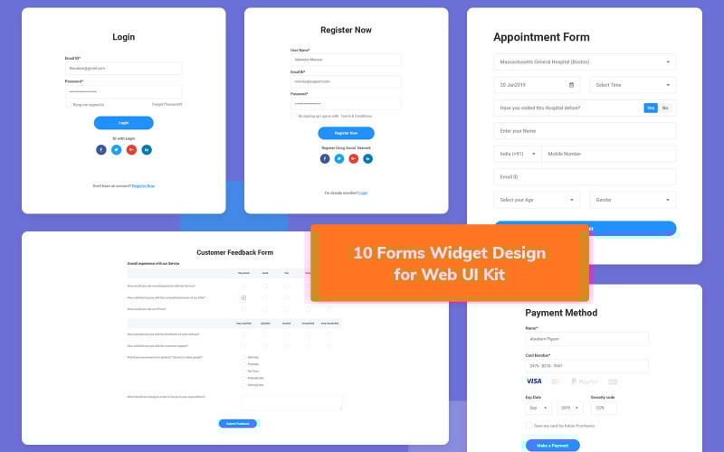 Conception de widgets 10 formulaires pour le kit d'interface utilisateur Web