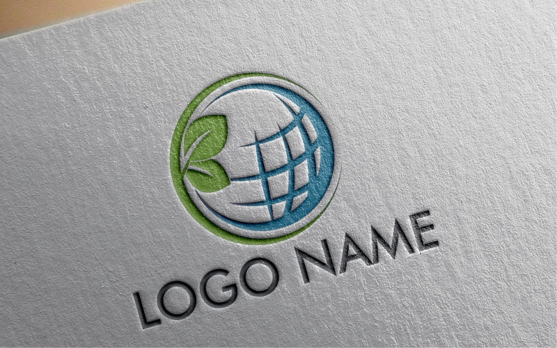 Szablon logo płaskiego zielonego świata