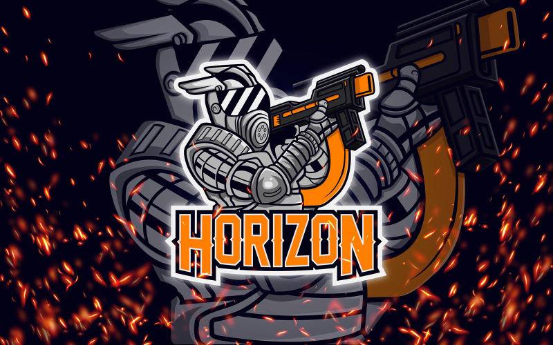 Download Шаблон логотипа "Horizon - Esport  YR Logo Template" / Horizon - Esport  YR Logo Template - Шаблон логотипа на тему графика esport,mascot,logo,team,squad,clan,gaming,gamer,placeit,vector,illustration,horizon,orange,grey