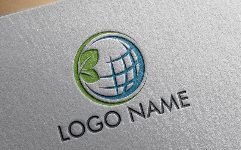 Modèle de logo plat du monde vert