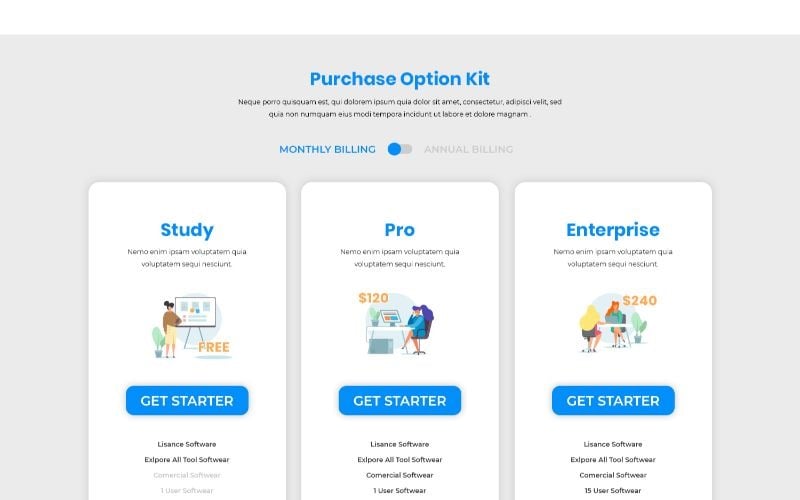 Download UI элементы "PT 1 Purchase Option Kit UI Elements" / PT 1 Purchase Option Kit UI Elements - UI элементы на тему графика adobe photoshop,adobe xd,application,business,buy,interface,label,menu,premium,price,table,pricing,template,ui,web,elements,website
