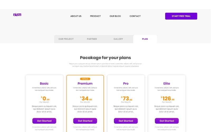 Elementos de interface do usuário do PT 25 Fasti
