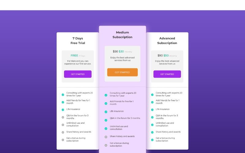 Éléments d'interface utilisateur violet PT 30