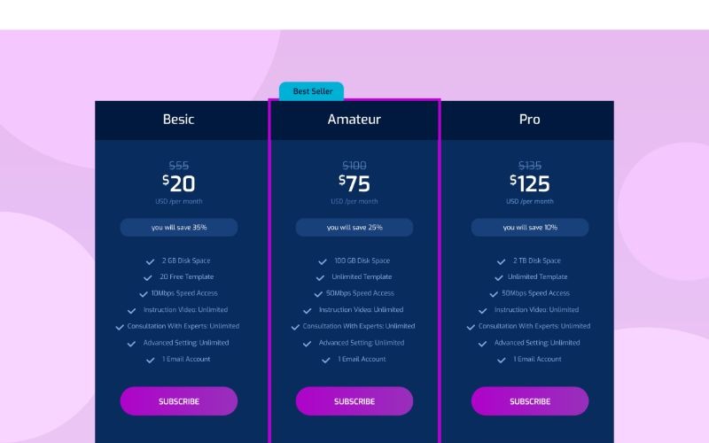 PT 40 Web Hosting UI-elementen