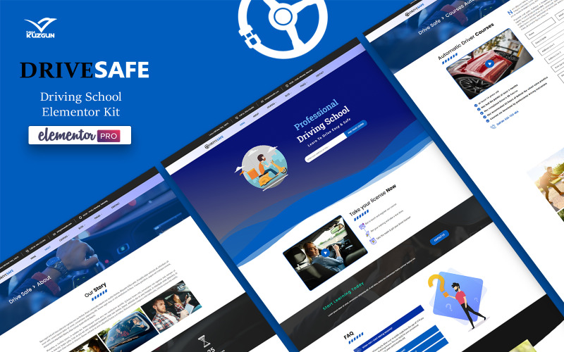 Conduisez en toute sécurité - Modèle d'école de conduite - Kit Elementor