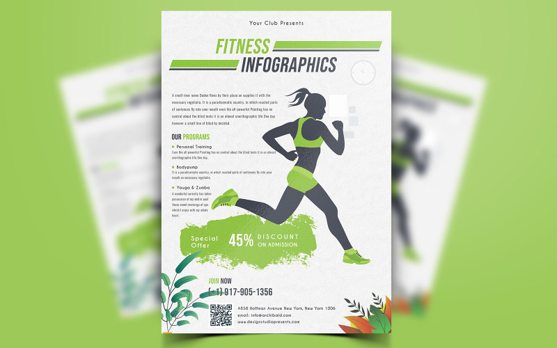 Moorhen - Conception de flyer de gym et fitness - Modèle d'identité d'entreprise