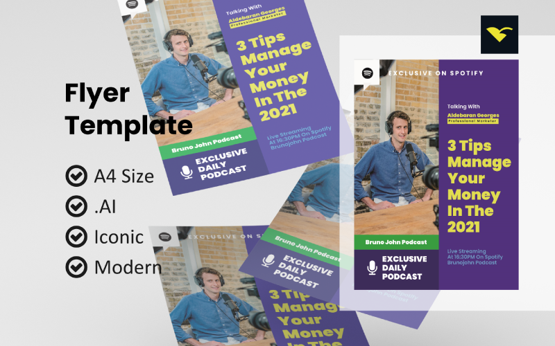 Download Фирменный стиль "Podcast Promotion Flyer - Corporate Identity Template" / Podcast Promotion Flyer - Corporate Identity Template - Фирменный стиль на тему графика flyer template,flyer business,print template,advertising,promotion flyer,brochure template,flyer mockup,flyer bundle template,podcast,spotify,pod talk,podcasting