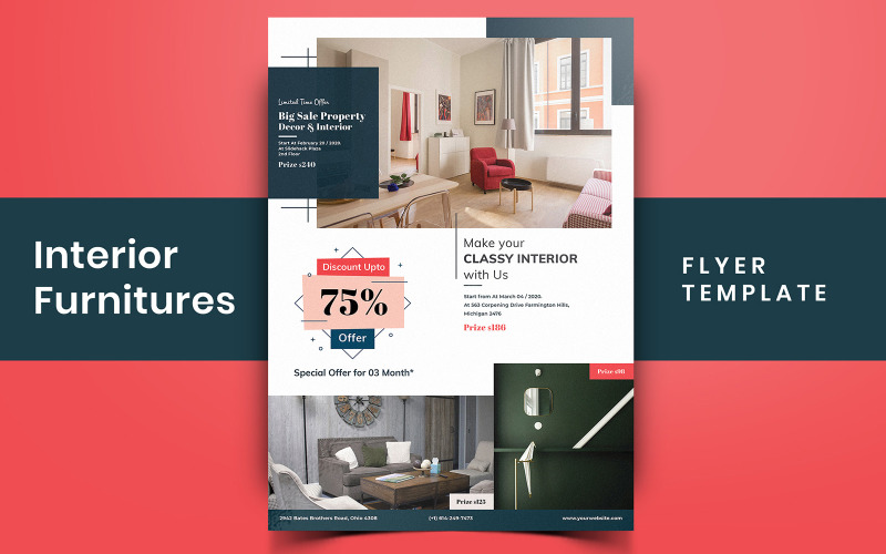 Download Фирменный стиль "Grouch - Interior Furniture Flyer Design - Corporate Identity Template" / Grouch - Interior Furniture Flyer Design - Corporate Identity Template - Фирменный стиль на тему графика furniture,interior,sales,flyer,offers,vintage,poster,print,brochure,template,event,elegant,modern,minimal