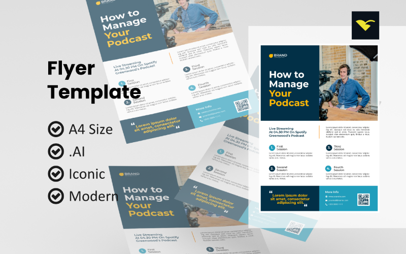 Download Фирменный стиль "How to Manage Your Podcast Flyer - Corporate Identity Template" / How to Manage Your Podcast Flyer - Corporate Identity Template - Фирменный стиль на тему графика flyer template,flyer business,print template,advertising,promotion flyer,brochure template,flyer mockup,flyer bundle template,podcast,pod talk,podcaster,spotify