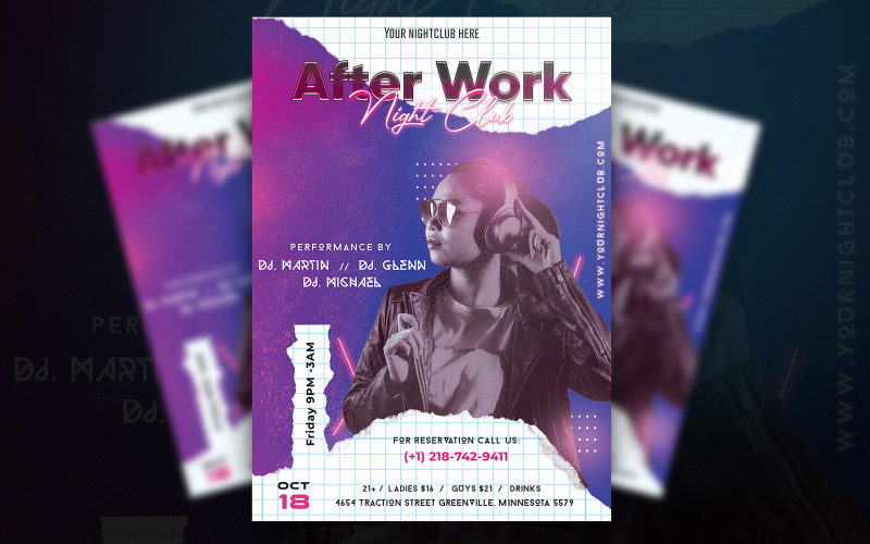 Download Фирменный стиль "Night Club Music Party Flyer Design - Corporate Identity Template" / Night Club Music Party Flyer Design - Corporate Identity Template - Фирменный стиль на тему графика djparty,nightparty,musicparty,weekendparty,flyer,a4,nightclub,banner,poster,mockup,danceparty,hiphop,ladiesnightparty,musicconcert,socialmedia