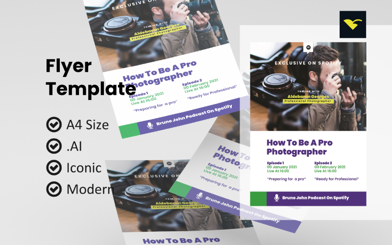 Download Фирменный стиль "Podcast Photography Talk Flyer - Corporate Identity Template" / Podcast Photography Talk Flyer - Corporate Identity Template - Фирменный стиль на тему графика flyer template,flyer business,print template,advertising,promotion flyer,brochure template,flyer mockup,flyer bundle template,podcast,pod talk,spotify,podcaster,photography