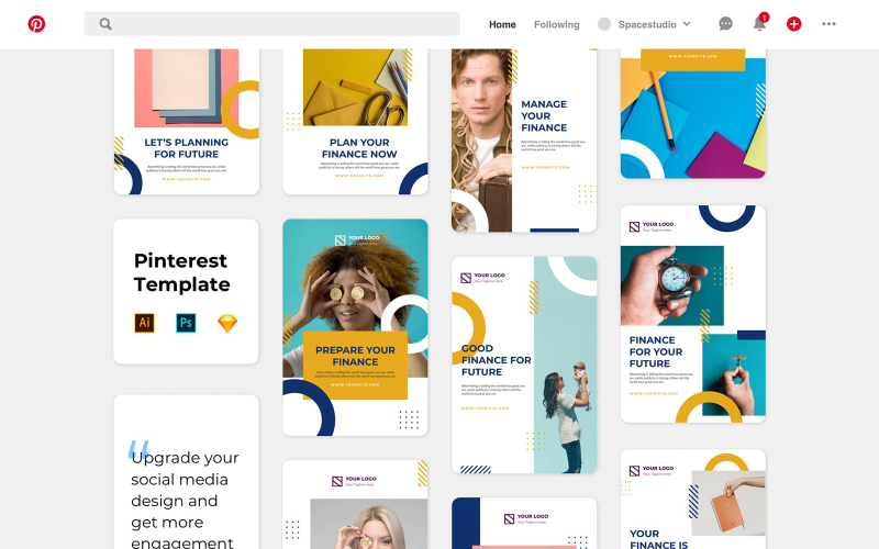 Download Шаблон для соцсетей "Viral -   Template for Social Media" / Viral -   Template for Social Media - Шаблон для соцсетей на тему графика pinterest,instagram,facebook,highresolution,readytouse
