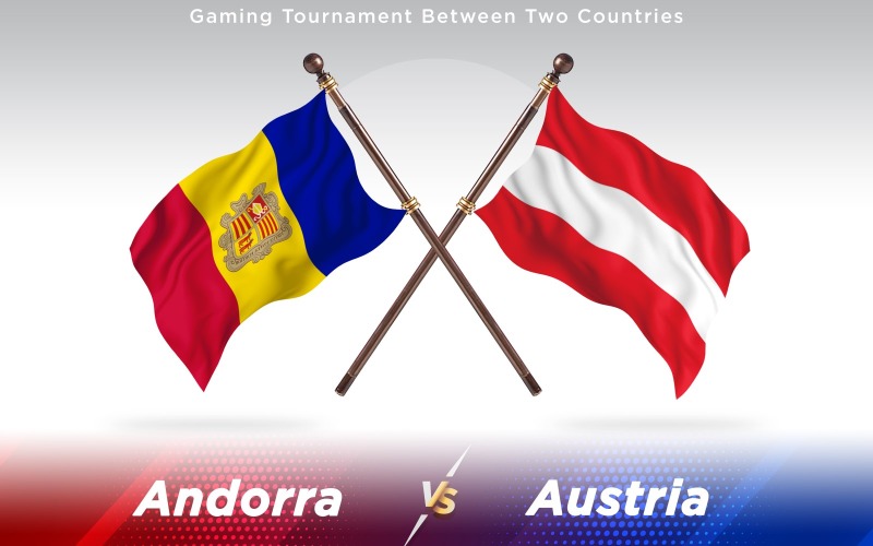 Andorra kontra flaggor för två länder i Österrike - Illustration