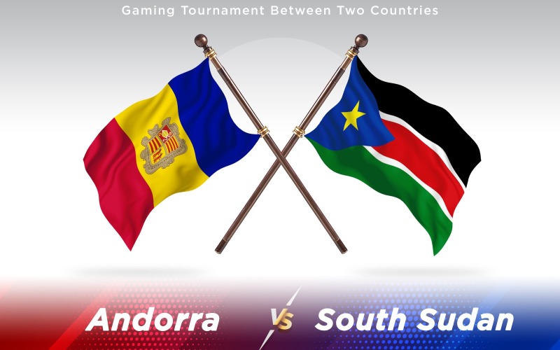 Andorra kontra Sydsudan två länder flaggor - Illustration