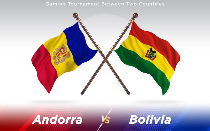 安道尔对玻利维亚两个国家的国旗-光栅插图