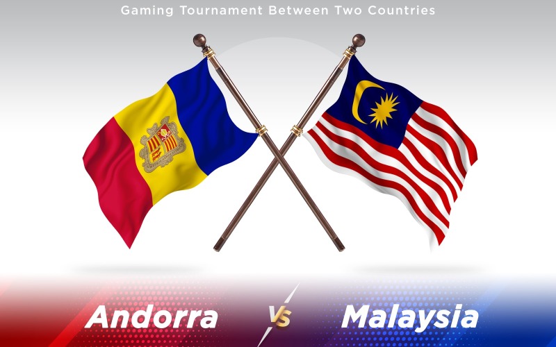 Andorra Contro La Malesia Due Paesi Bandiere - Illustrazione