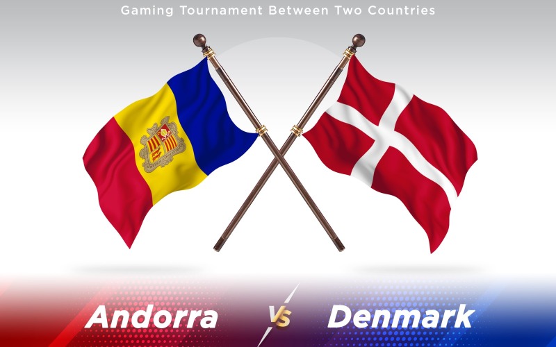 Andorra kontra Danmark två länder flaggor - Illustration