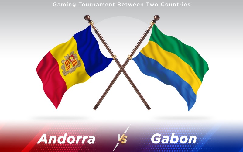 Andorra kontra Gabon två länder flaggor - Illustration